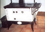 Stove for stoveside wood basket.